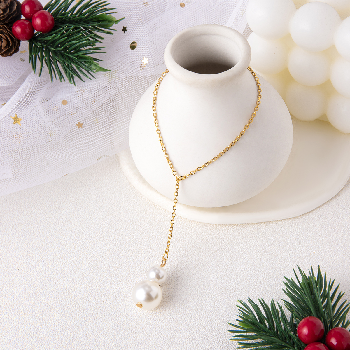 Simple Style Geometric Alloy Tassel Artificial Pearls Womenu0027S Pendant Necklace 1 Piece