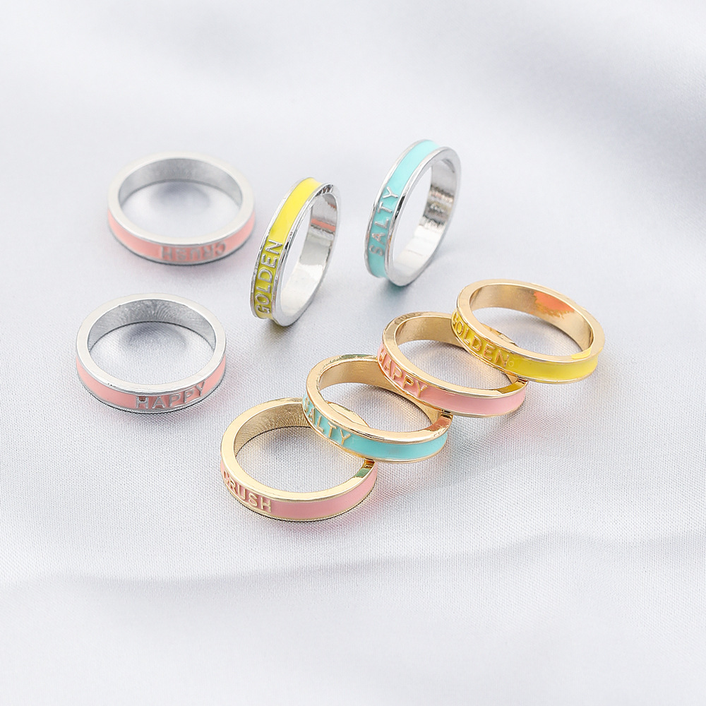 Sweet Letter Alloy Enamel Womenu0027S Rings 1 Piece