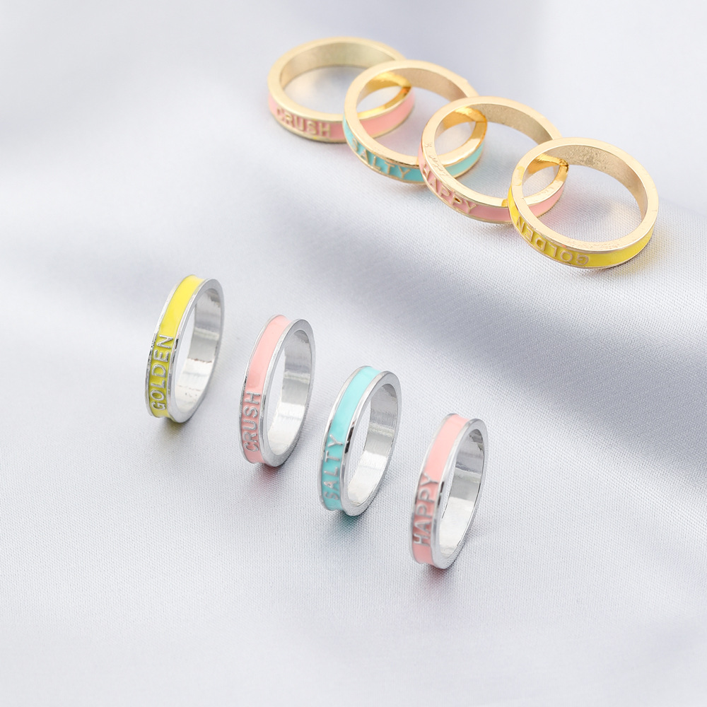 Sweet Letter Alloy Enamel Womenu0027S Rings 1 Piece