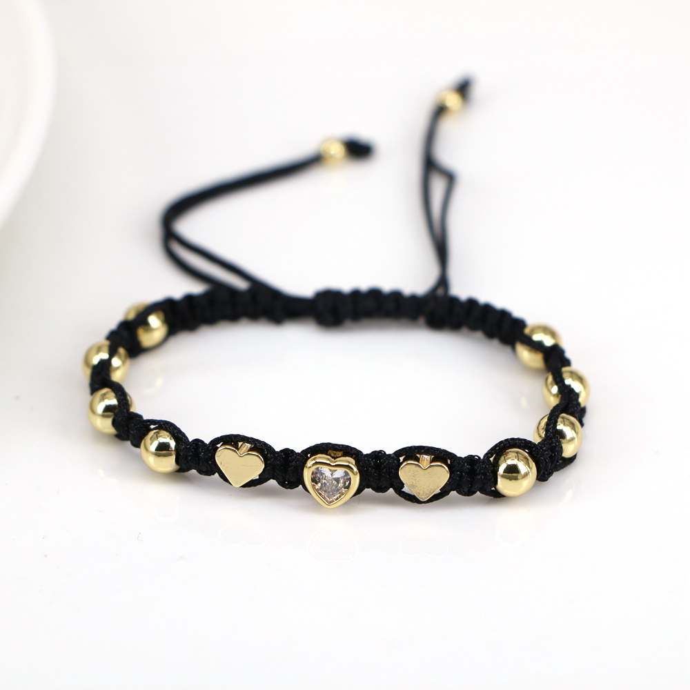 Elegant Heart Shape rope Copper Gold Plated Zircon Bracelets 1 Piece