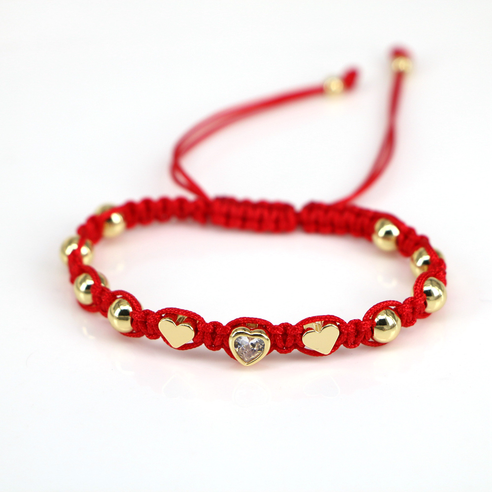 Elegant Heart Shape rope Copper Gold Plated Zircon Bracelets 1 Piece