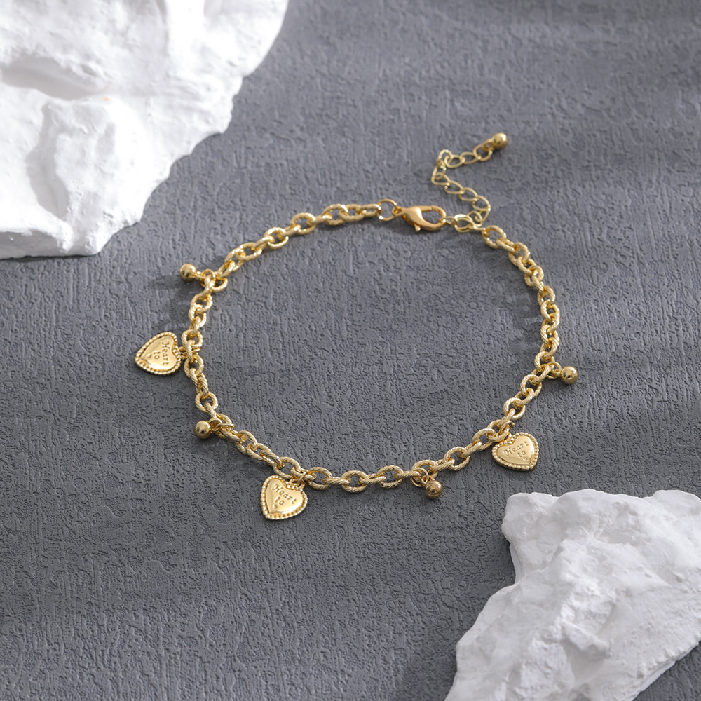 Casual Heart Shape Alloy Beaded Natural Stone Womenu0027S Anklet 1 Piece