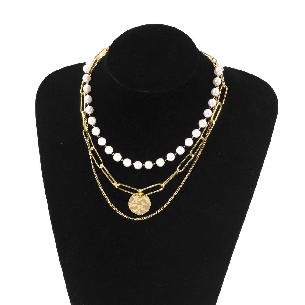 Fashion Round Alloy Pearl Plating Womenu0027S Layered Necklaces Pendant Necklace 1 Piece