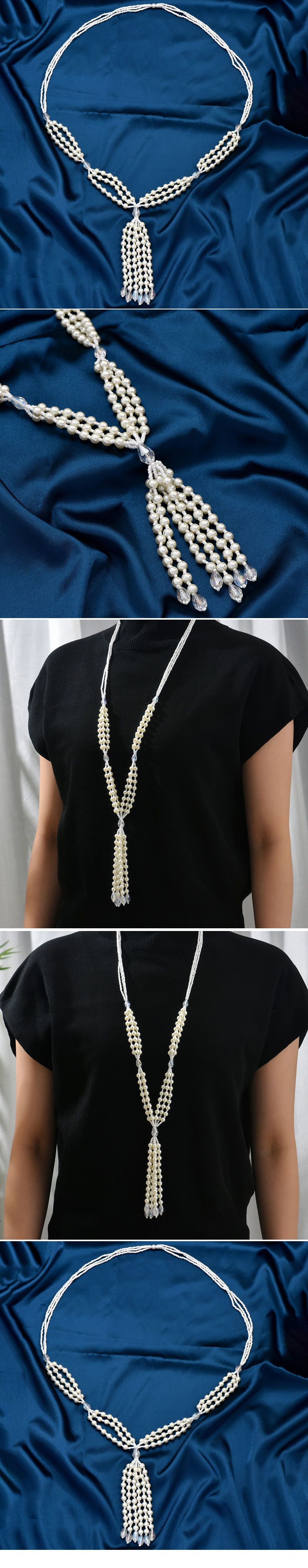 Elegant Tassel Artificial Pearl Womenu0027S Sweater Chain 1 Piece