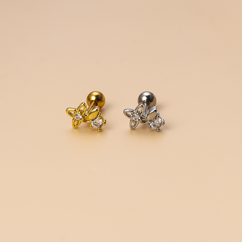 Fashion Pumpkin Spider Web Ghost Stainless Steel Gold Plated Zircon Ear Studs 1 Piece