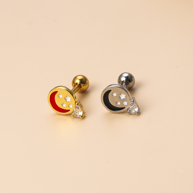 Fashion Pumpkin Spider Web Ghost Stainless Steel Gold Plated Zircon Ear Studs 1 Piece