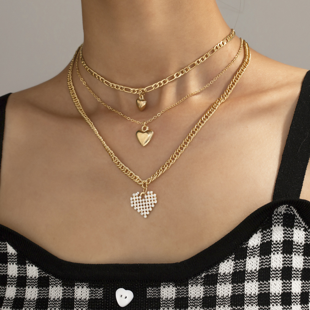 Fashion Star Heart Shape Lightning Alloy Plating Inlay Rhinestones Womenu0027S Layered Necklaces 1 P