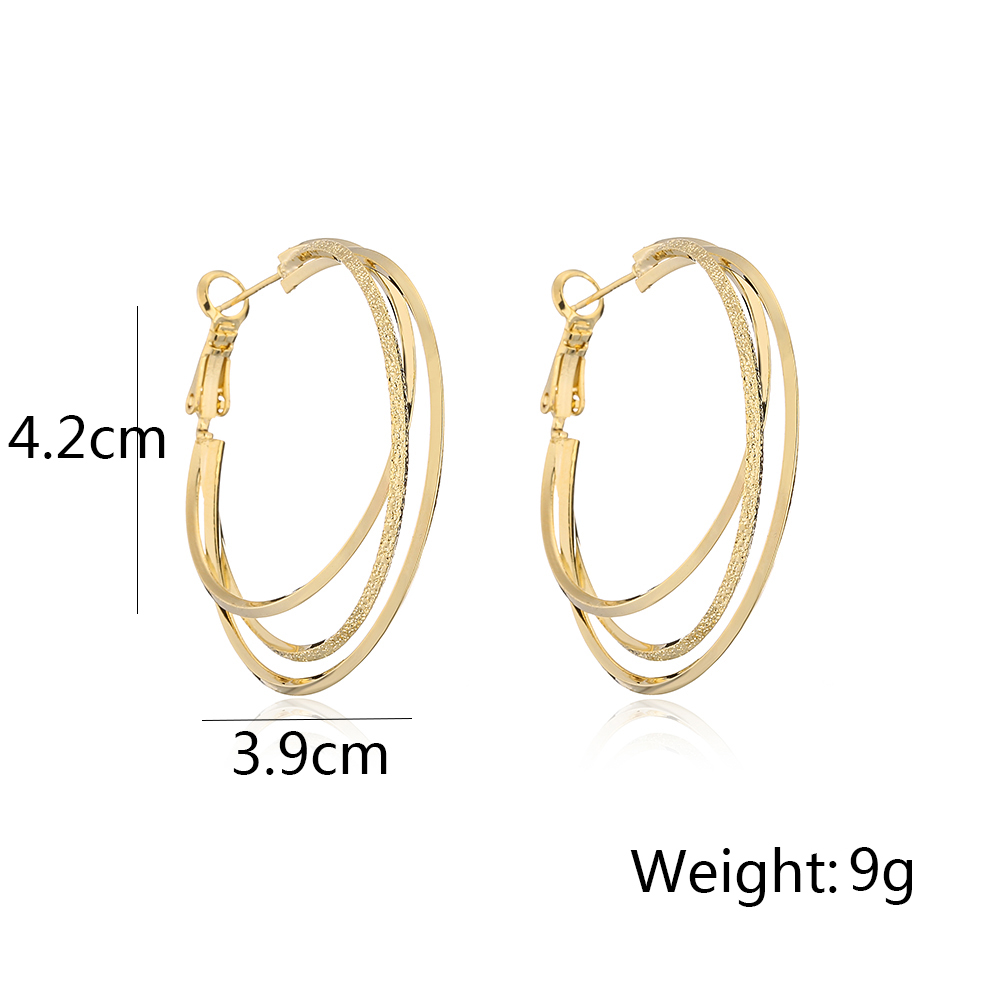 Fashion Circle Copper Gold Plated Hoop Earrings 1 Pair