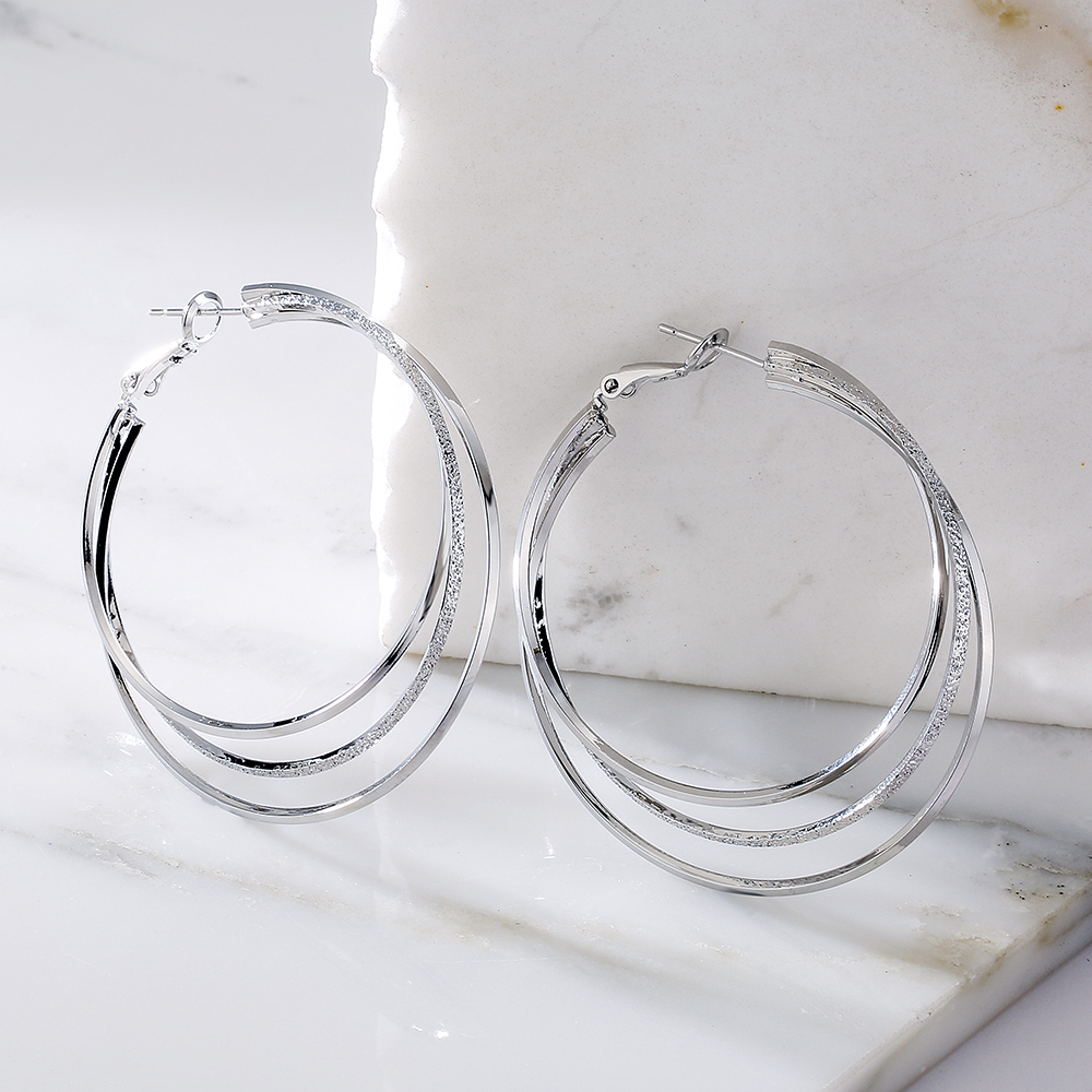 Fashion Circle Copper Gold Plated Hoop Earrings 1 Pair