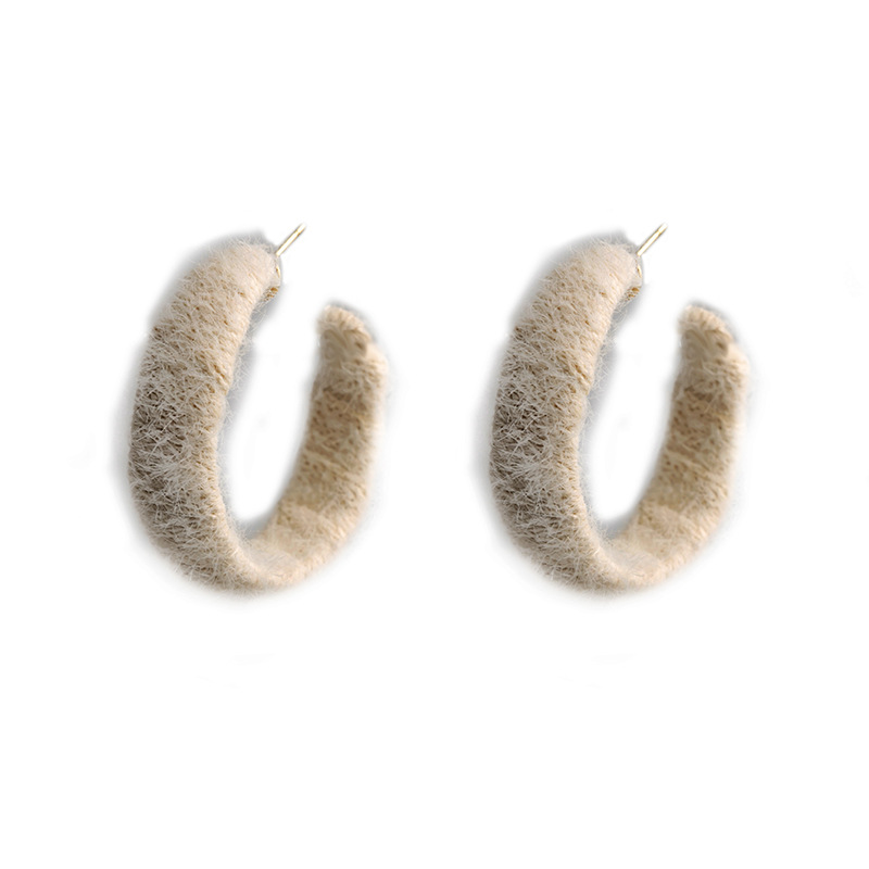 Fashion C Shape Heart Shape Alloy Flocking Plush Womenu0027S Ear Studs 1 Pair