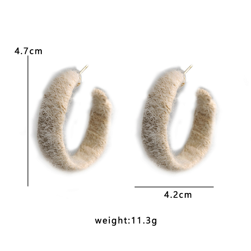 Fashion C Shape Heart Shape Alloy Flocking Plush Womenu0027S Ear Studs 1 Pair
