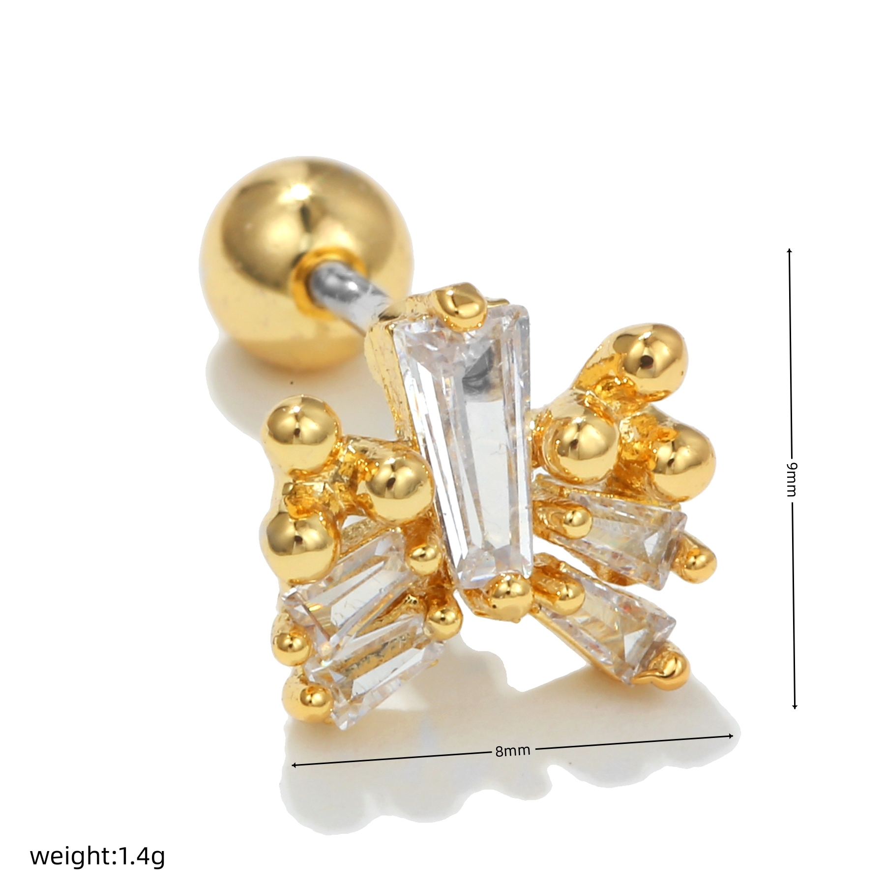 Fashion Geometric Stainless Steel Inlay Zircon Ear Studs 1 Piece