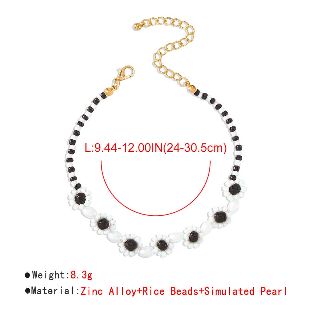 Bohemian Flower Alloy Seed Bead Beaded Braid Womenu0027S Anklet 1 Piece