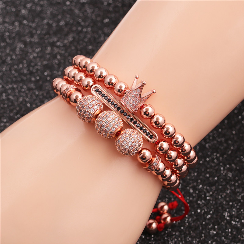 Fashion Crown Copper Plating Zircon Bracelets