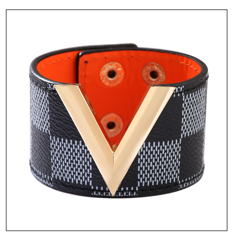 Sexy Plaid Pu Leather Womenu0027S Bangle 1 Piece