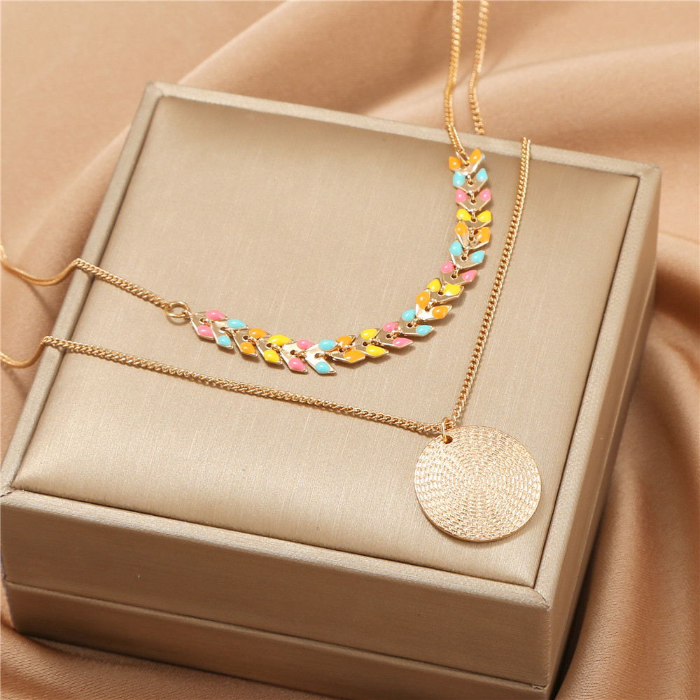 Fashion Round Alloy Enamel Womenu0027S Layered Necklaces 1 Piece