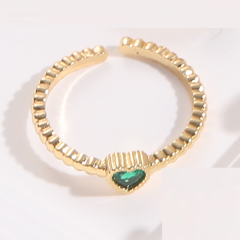 Fashion Heart Shape Copper Gold Plated Zircon Open Ring 1 Piece