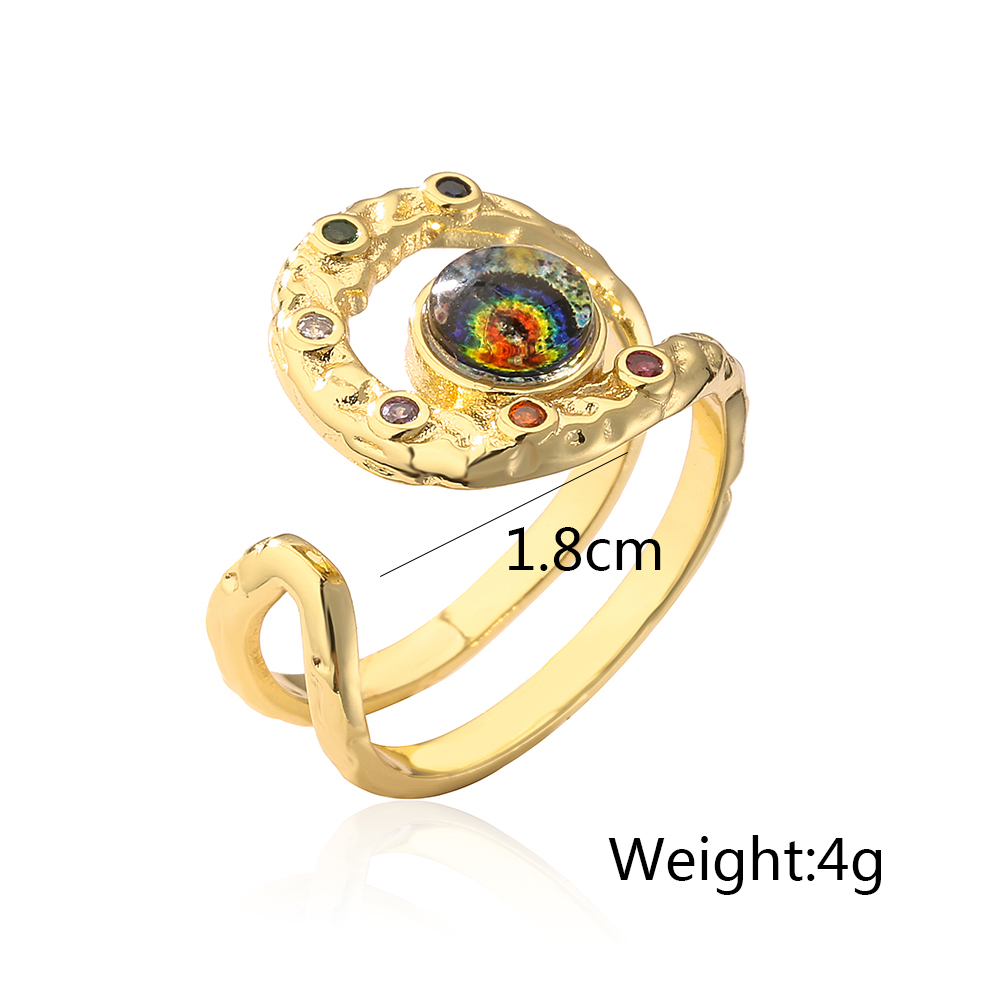 Fashion Devilu0027S Eye Copper Gold Plated Zircon Open Ring 1 Piece
