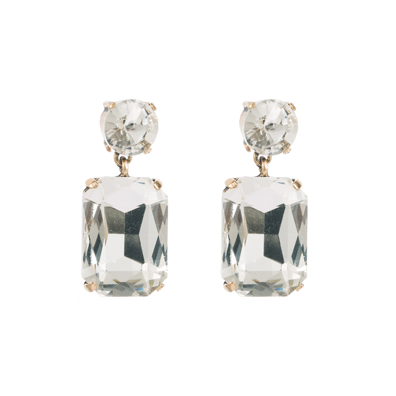 Classic Style Square Alloy Inlay Rhinestones Womenu0027S Drop Earrings 1 Pair