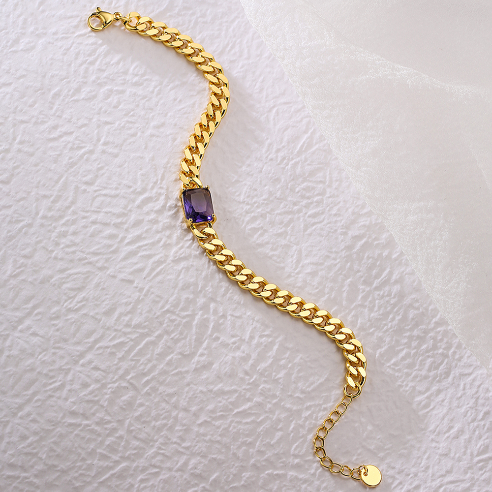 Fashion Geometric Copper Gold Plated Zircon Bracelets 1 Piece