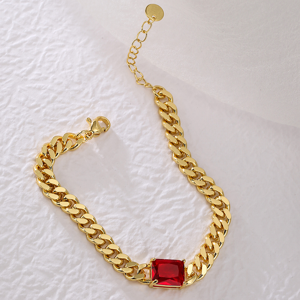 Fashion Geometric Copper Gold Plated Zircon Bracelets 1 Piece