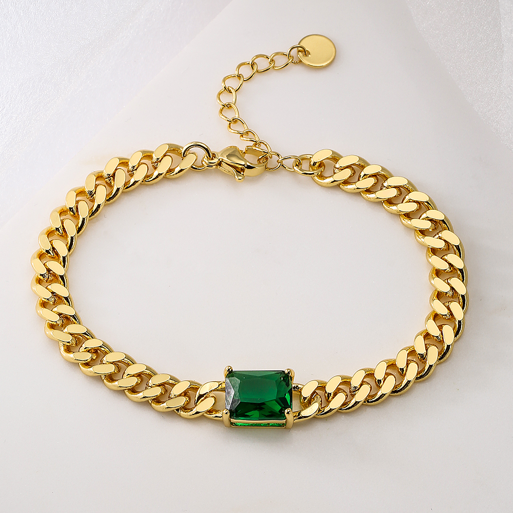 Fashion Geometric Copper Gold Plated Zircon Bracelets 1 Piece