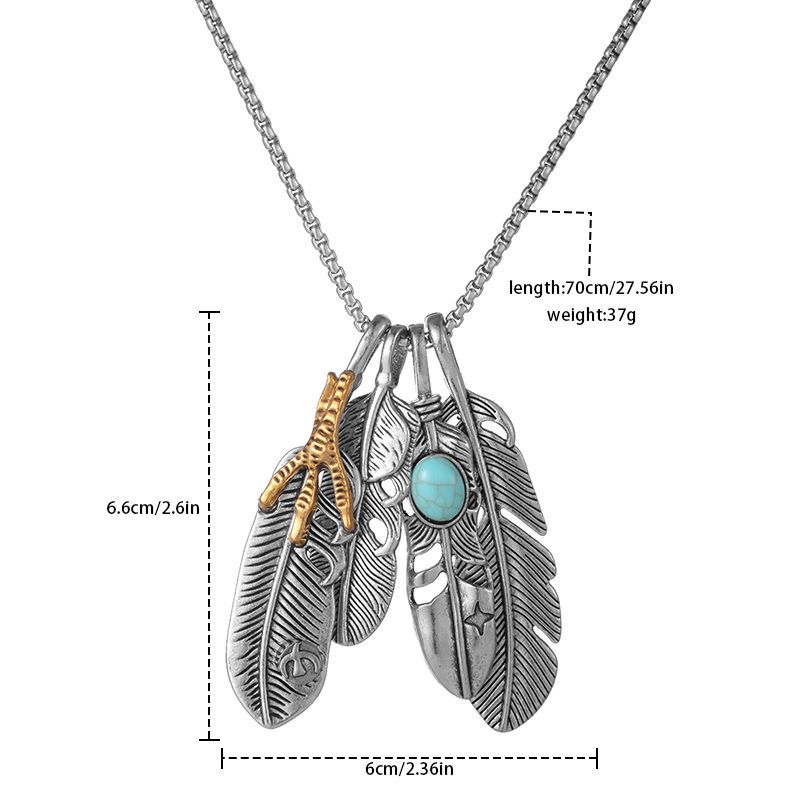 Simple Style Smiley Face Feather Airplane Titanium Steel Plating Inlay Turquoise Sweater Chain 1 Pie