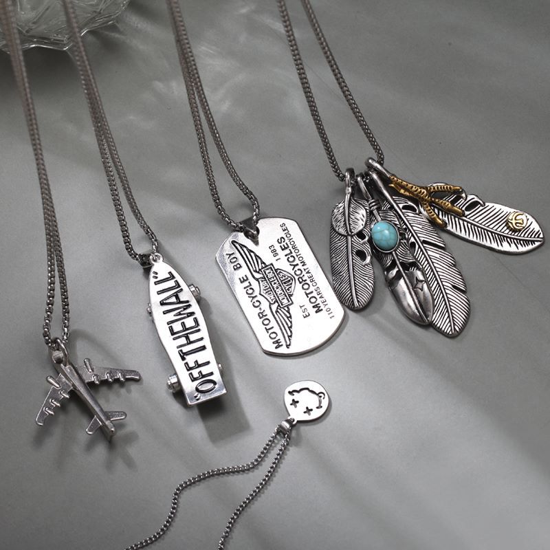 Simple Style Smiley Face Feather Airplane Titanium Steel Plating Inlay Turquoise Sweater Chain 1 Pie