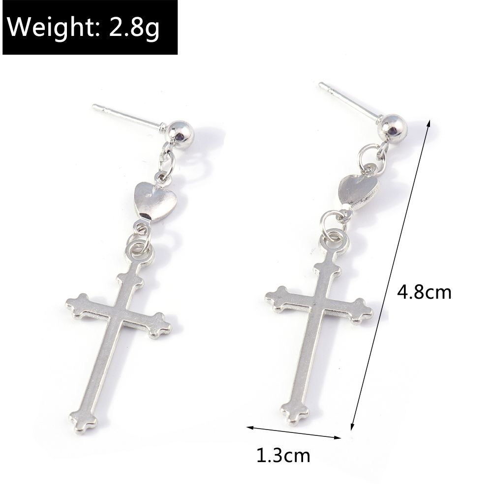 Retro Cross Heart Shape Alloy Womenu0027S Drop Earrings 1 Pair