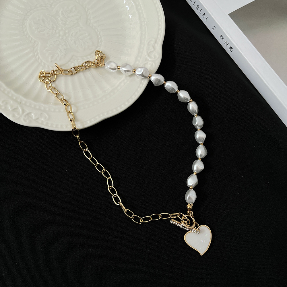 Fashion Heart Shape Alloy Plating Artificial Pearls Womenu0027S Pendant Necklace