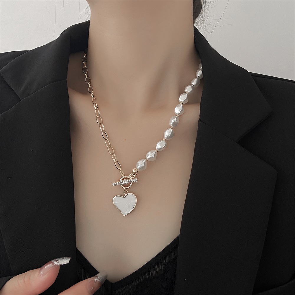 Fashion Heart Shape Alloy Plating Artificial Pearls Womenu0027S Pendant Necklace