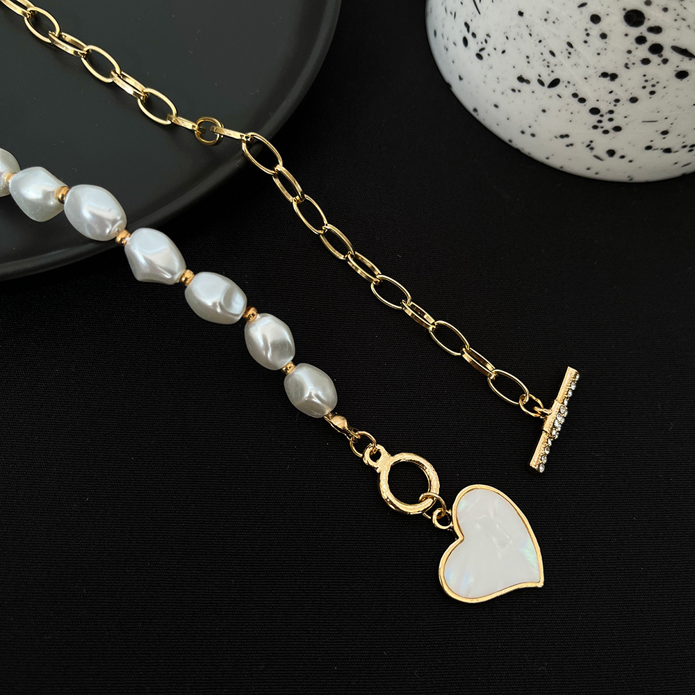 Fashion Heart Shape Alloy Plating Artificial Pearls Womenu0027S Pendant Necklace