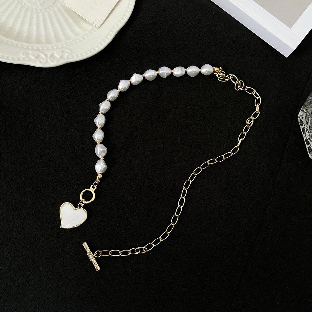 Fashion Heart Shape Alloy Plating Artificial Pearls Womenu0027S Pendant Necklace