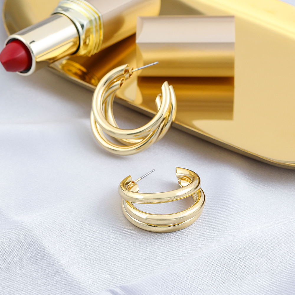 Fashion C Shape Alloy Plating Womenu0027S Earrings 1 Pair