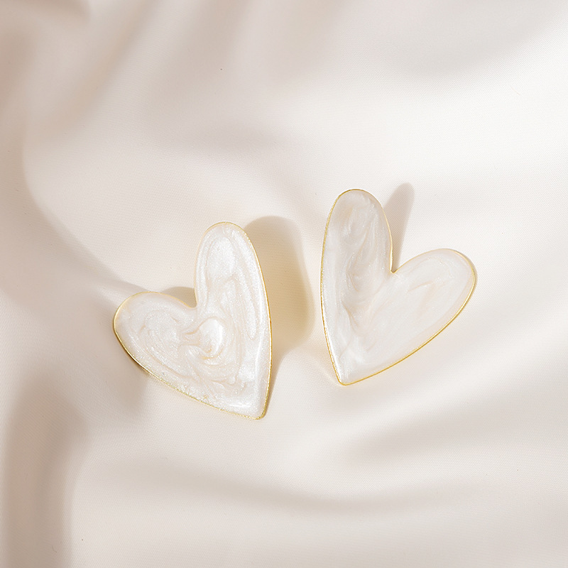 Sweet Heart Shape Alloy Enamel Womenu0027S Earrings 1 Pair