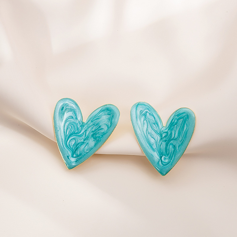 Sweet Heart Shape Alloy Enamel Womenu0027S Earrings 1 Pair