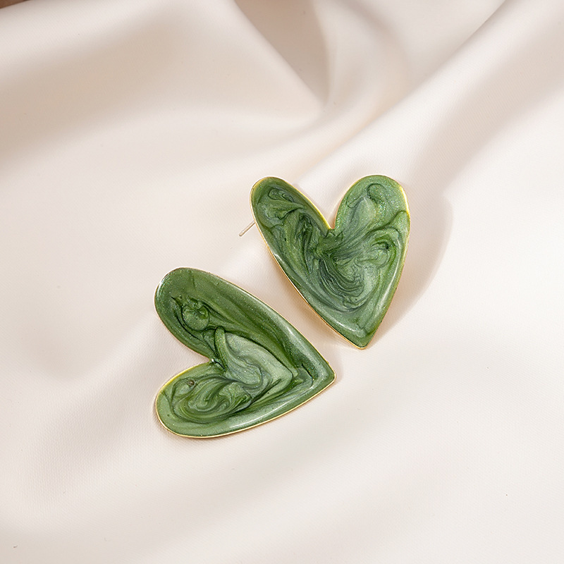 Sweet Heart Shape Alloy Enamel Womenu0027S Earrings 1 Pair