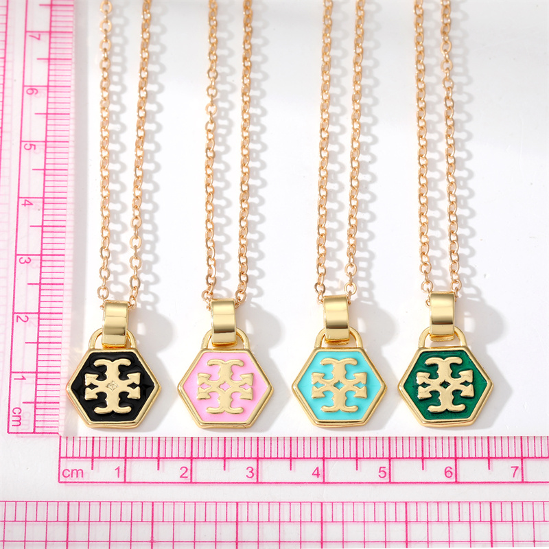 Fashion Irregular Hexagon Alloy Enamel Womenu0027S Pendant Necklace 1 Piece