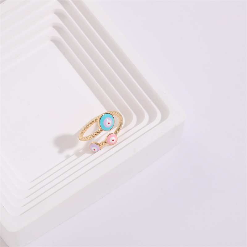 Simple Style Devilu0027S Eye Alloy Enamel Plating Womenu0027S Open Ring 1 Piece