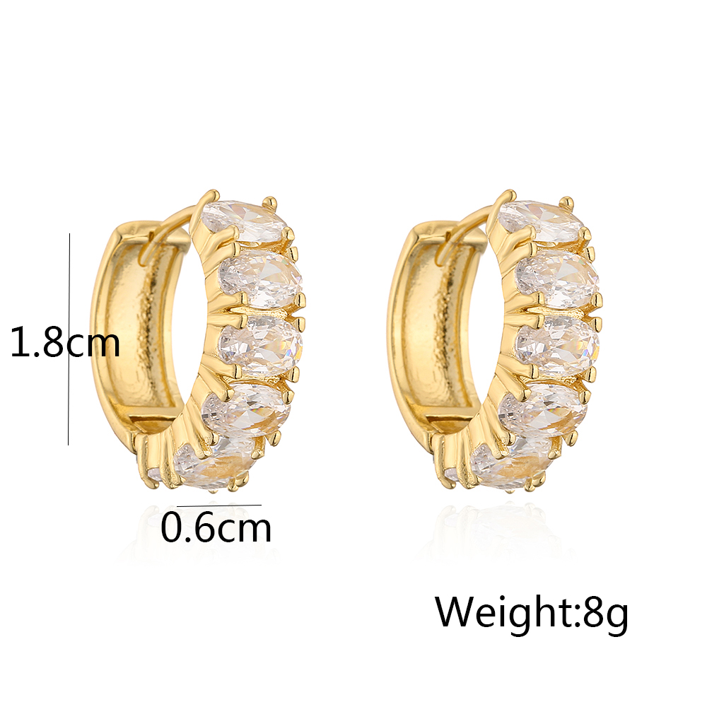 Fashion Solid Color Copper Inlay Zircon Hoop Earrings 1 Pair