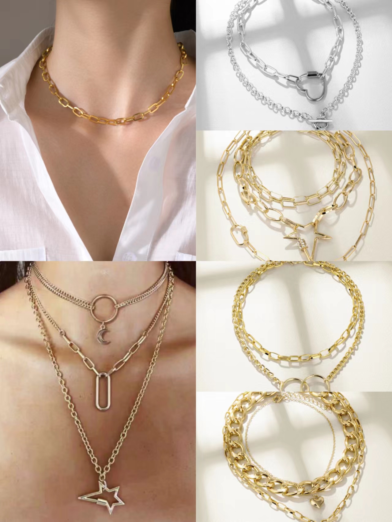 Fashion Star Heart Shape Alloy Plating Womenu0027S Layered Necklaces 1 Piece