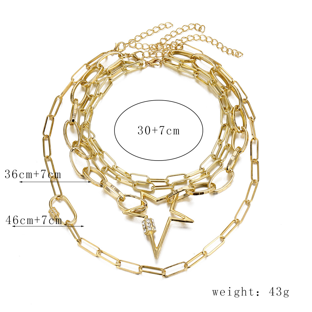 Fashion Star Heart Shape Alloy Plating Womenu0027S Layered Necklaces 1 Piece