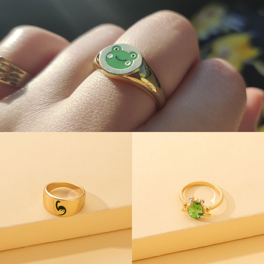 Cute Snake Frog Alloy Plating Zircon Womenu0027S Rings