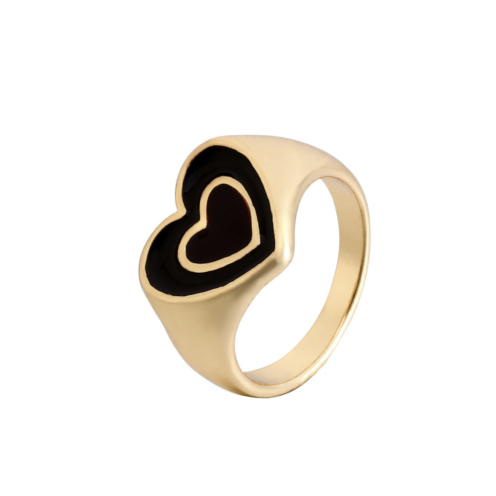 Fashion Heart Shape Alloy Enamel Womenu0027S Rings 1 Piece