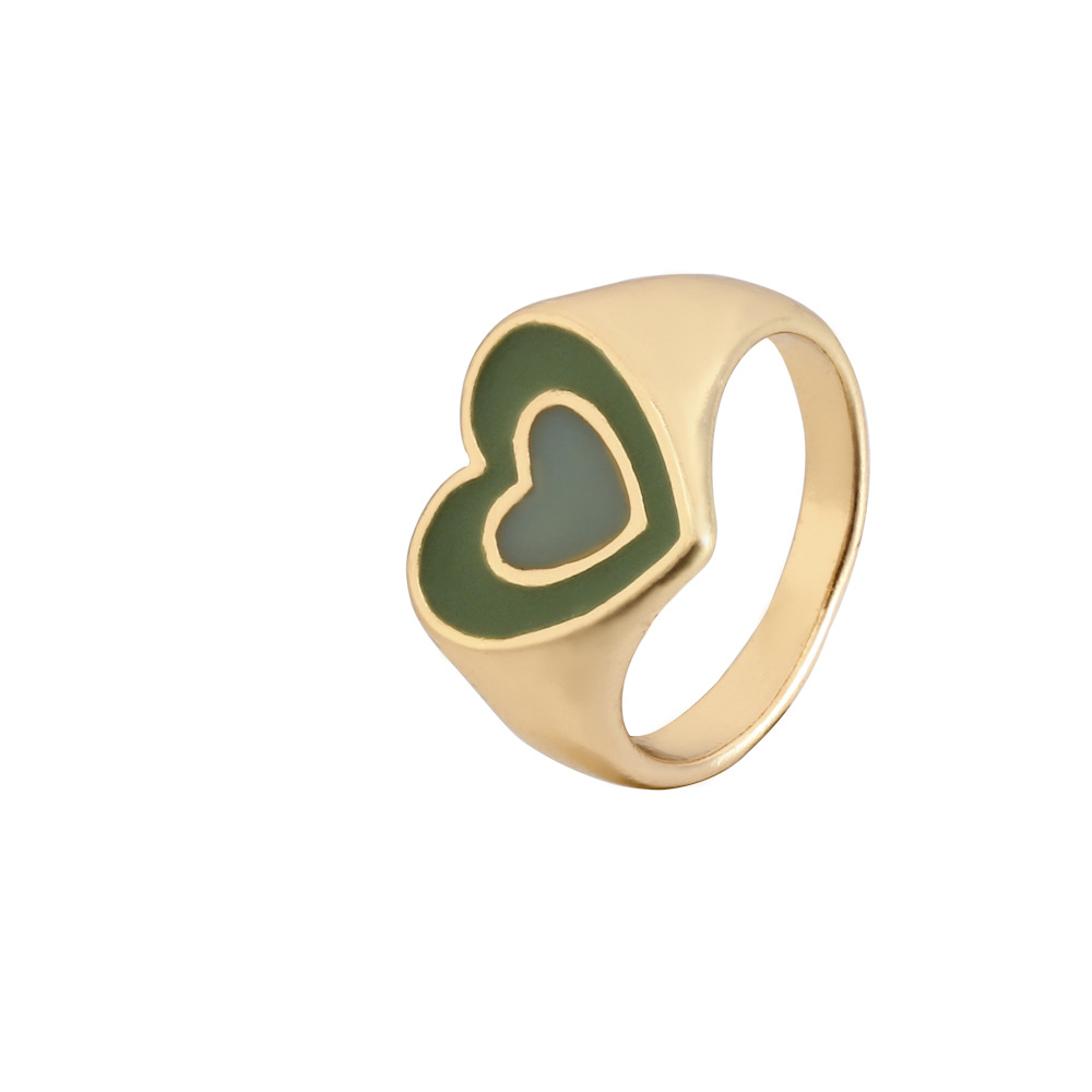 Fashion Heart Shape Alloy Enamel Womenu0027S Rings 1 Piece