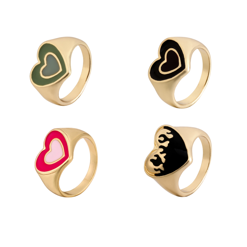 Fashion Heart Shape Alloy Enamel Womenu0027S Rings 1 Piece