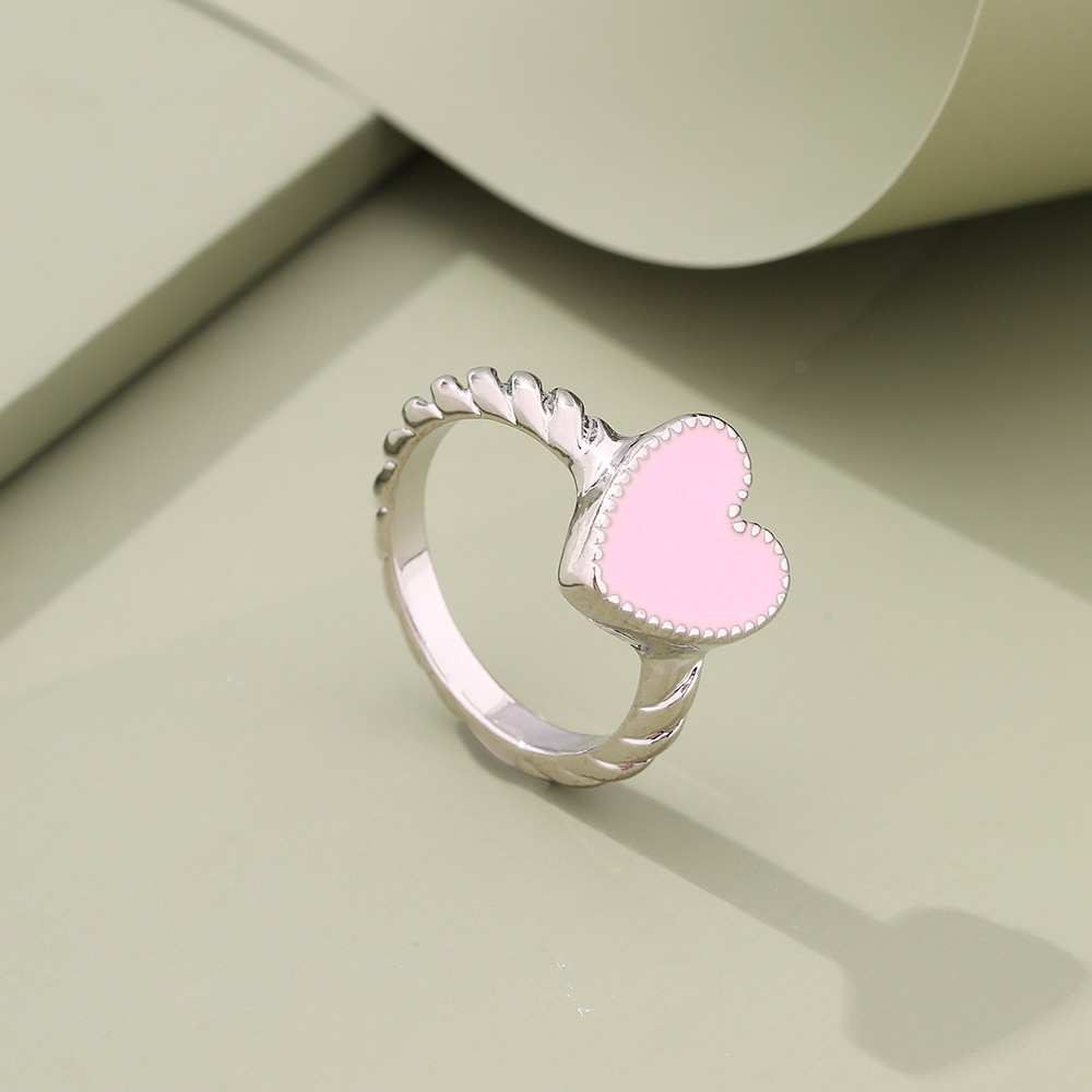 Fashion Heart Shape Alloy Enamel Womenu0027S Rings 1 Piece