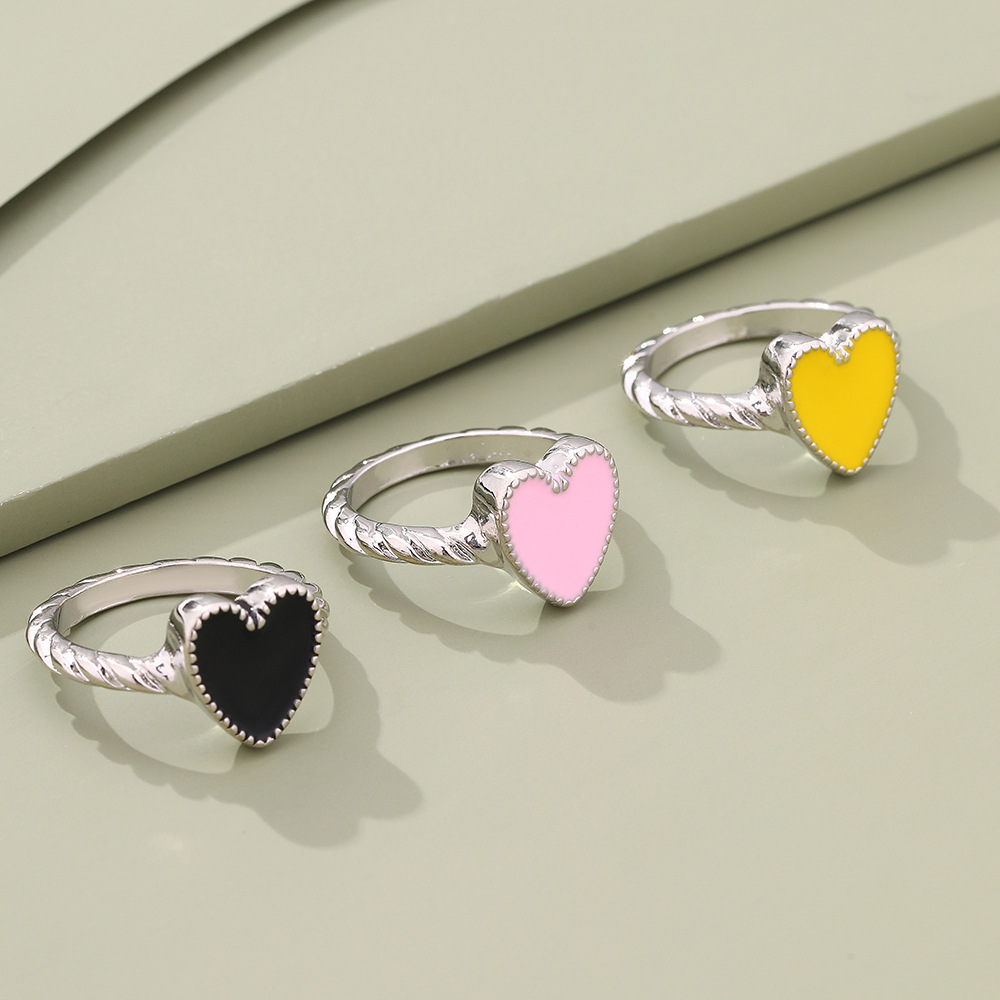 Fashion Heart Shape Alloy Enamel Womenu0027S Rings 1 Piece