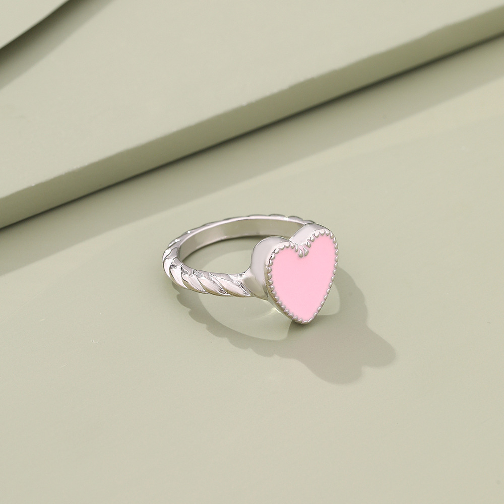 Fashion Heart Shape Alloy Enamel Womenu0027S Rings 1 Piece