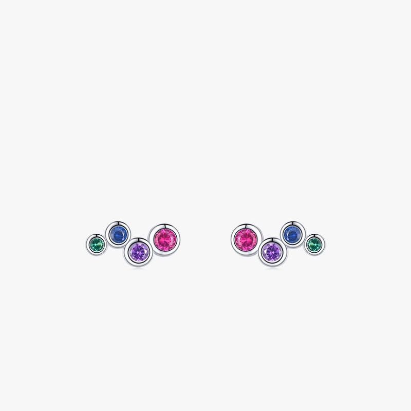 Fashion Geometric Sterling Silver Diamond Zircon Ear Studs 1 Pair